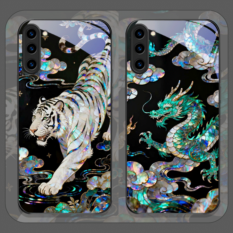 Samsung Galaxy S24 - Stylish Tiger Dragon Marble Texture Printed