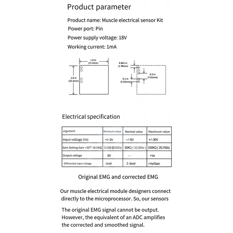 B50B-3X Muscle Electrical Sens - Muscle Sensor Emg recension och pris